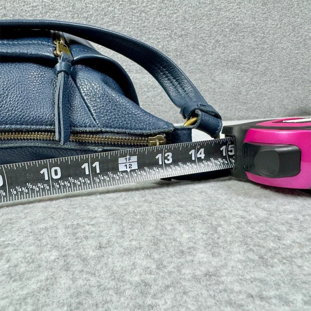 The Sak Hobo Shoulder Bag Womens Small Blue Pebbled Tassel Double Zip